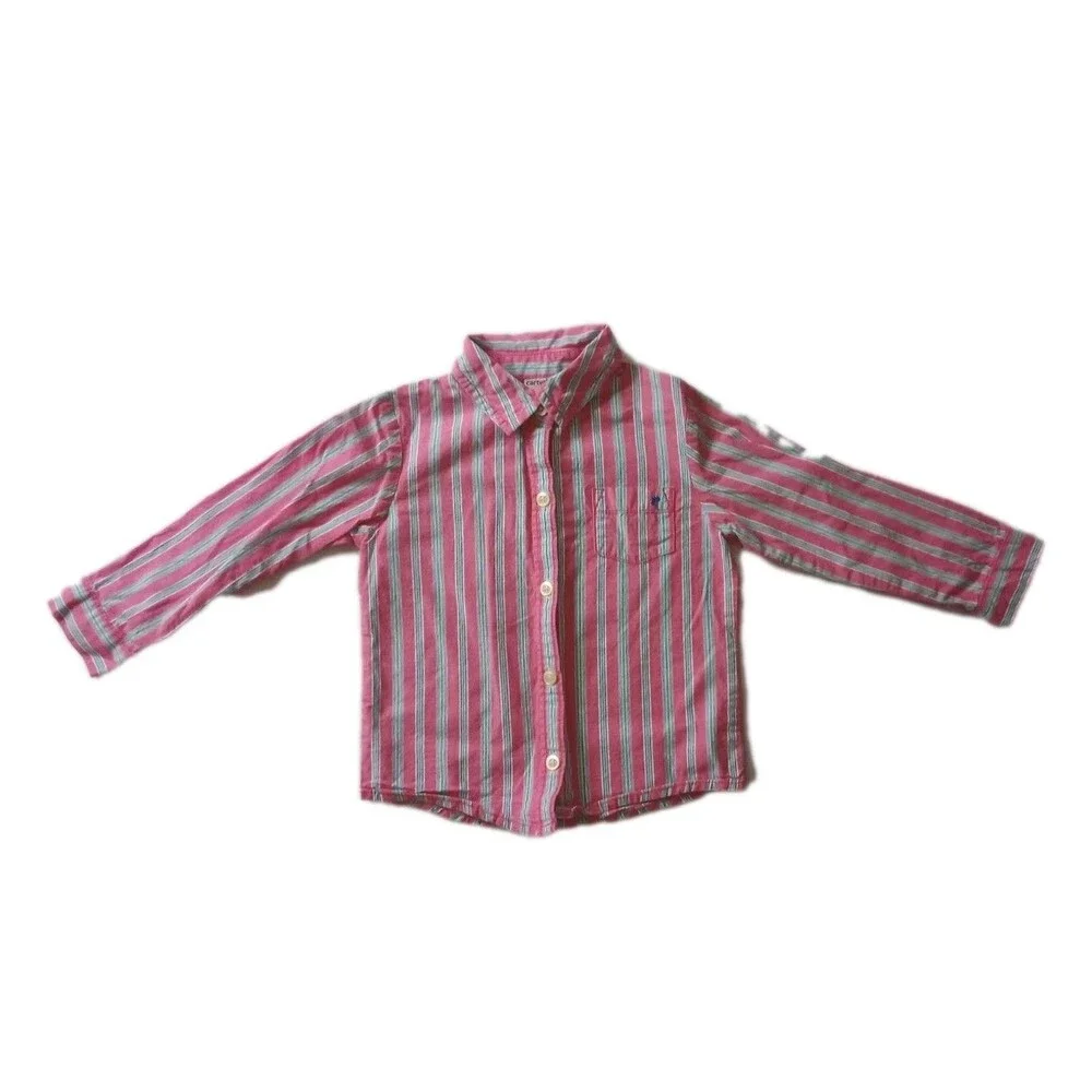 Carters Pink Striped Button Down Top sz 2T Toddler Girl